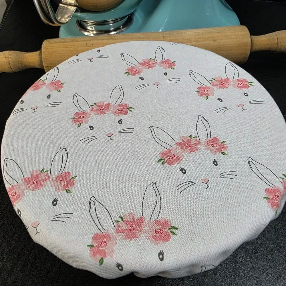Bunny Rabbit‎ / Pink Weave Reversible KitchenAid Mixer Mixing Bowl Cover Baking